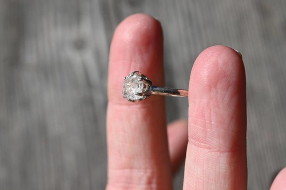 Raw Diamond Engagement Ring, Timeless Wedding Band, Classic Diamond Ring - Picture 3 of 6